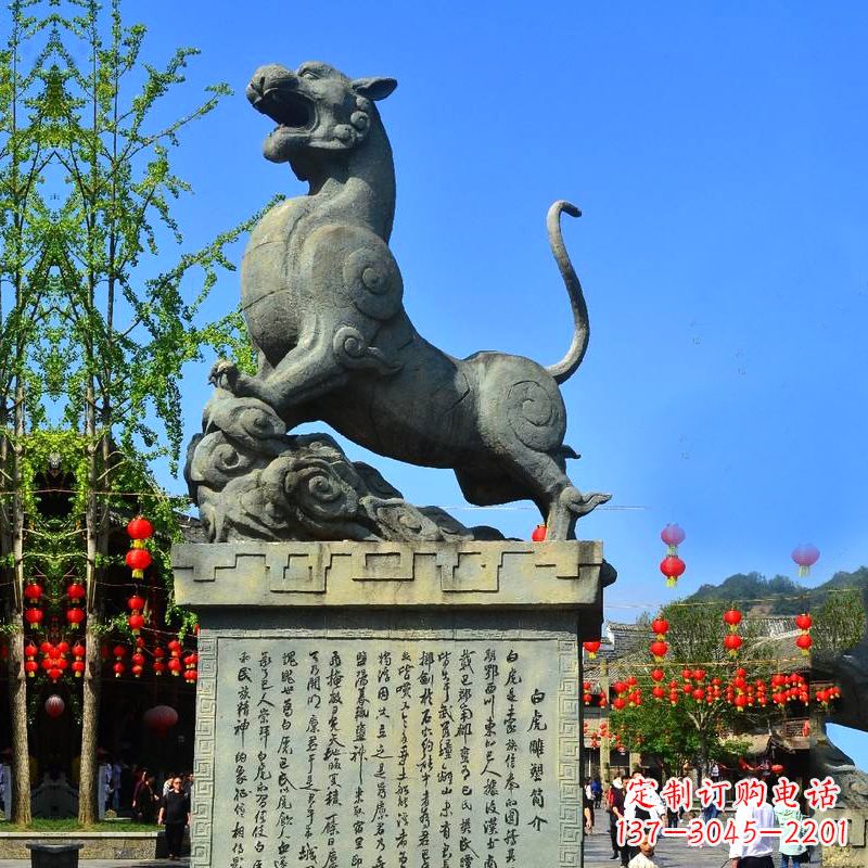 新乡白虎铜雕景观雕塑-景区园林神兽动物标识