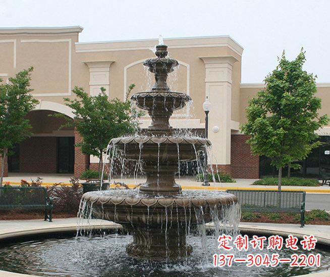 新乡别墅景观石雕多层喷泉雕塑 (3)