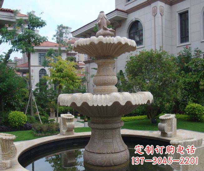 新乡别墅景观石雕多层喷泉雕塑