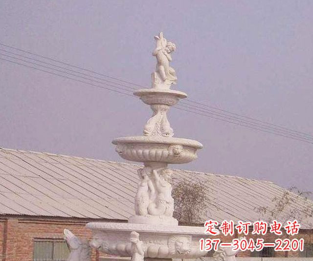 新乡别墅景观天使喷泉石雕 (2)
