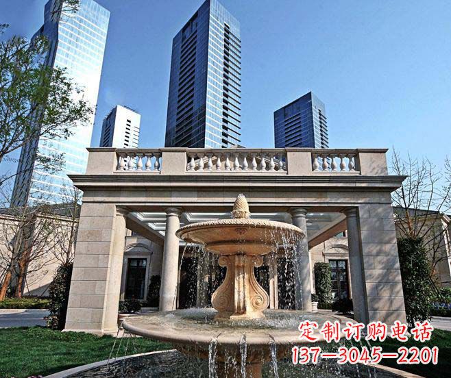 新乡别墅景观晚霞红喷泉石雕 (2)