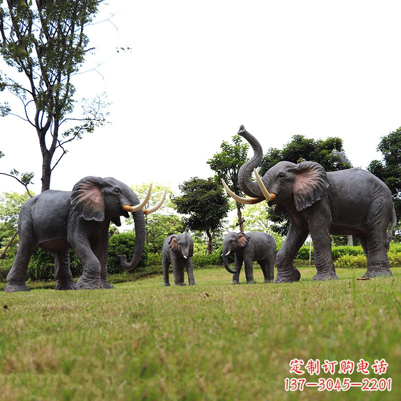 新乡玻璃钢大象雕塑传承古老文化,点缀园林景观