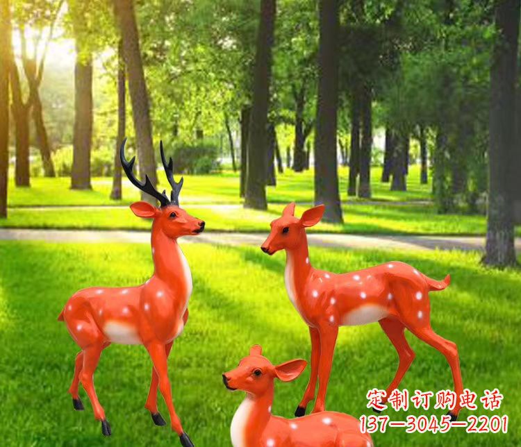 新乡玻璃钢仿真小鹿雕塑 公园动物摆件