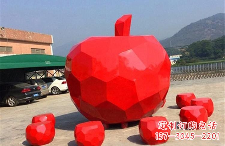 新乡玻璃钢公园彩绘几何苹果雕塑艺术精美绝伦