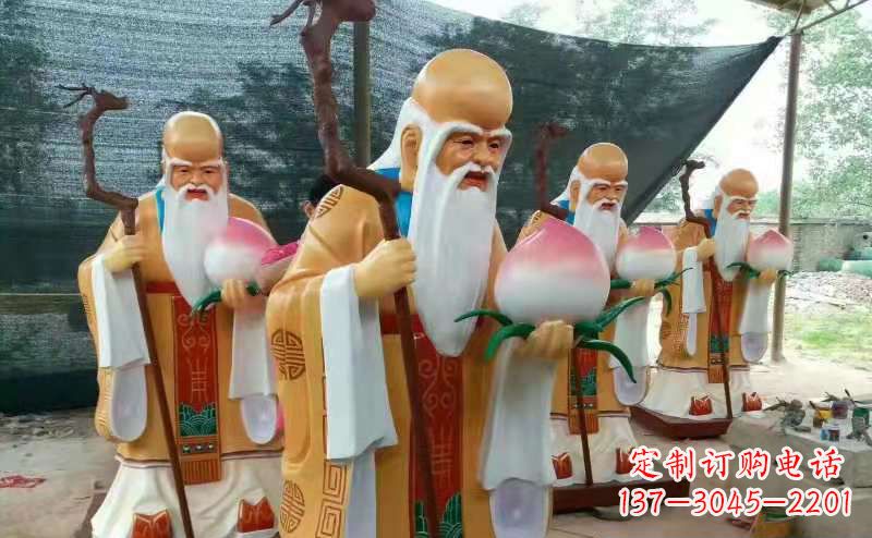 新乡玻璃钢宗教庙宇神像彩绘老寿星雕塑