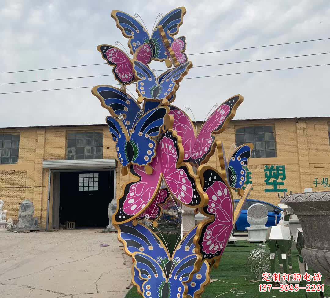 新乡不锈钢彩绘蝴蝶雕塑精美绝伦