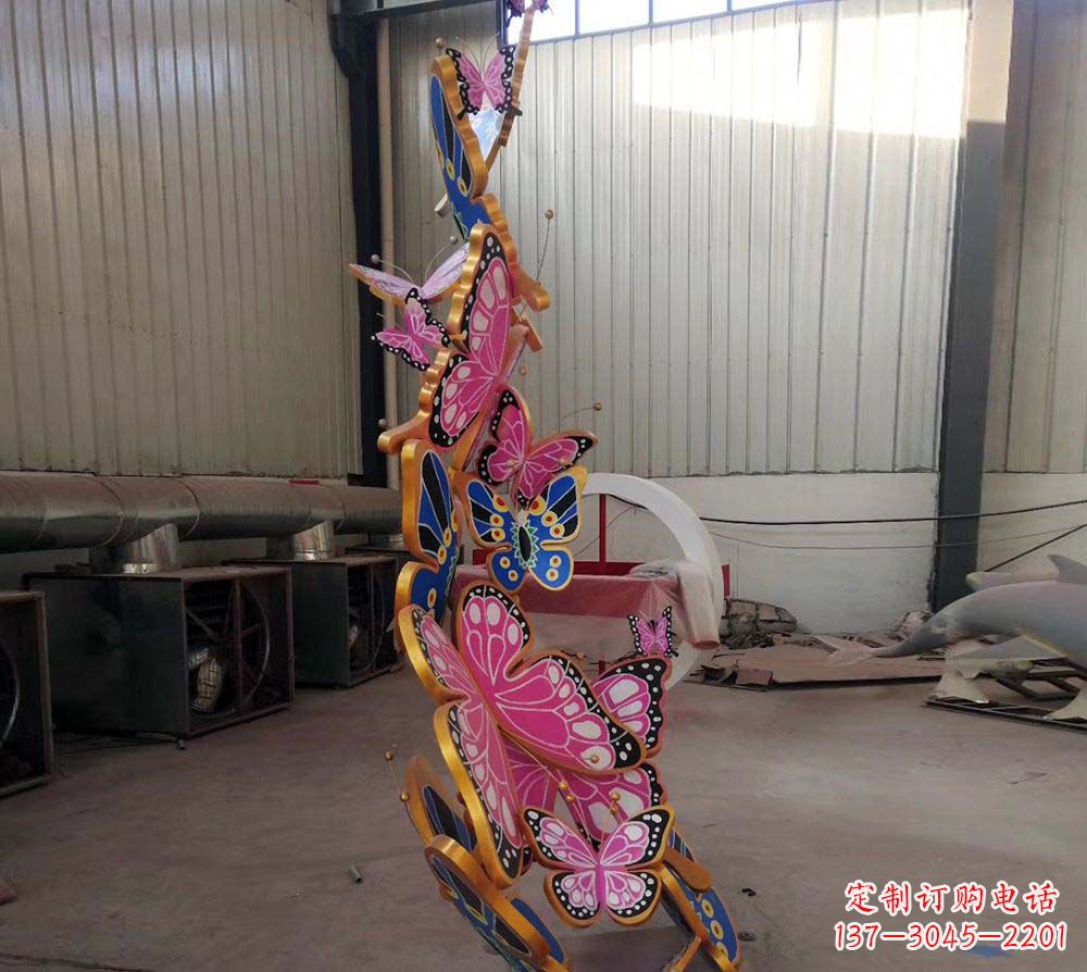 新乡不锈钢彩绘蝴蝶雕塑1