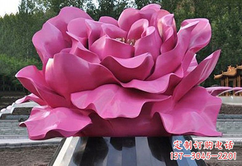 新乡不锈钢彩色牡丹花雕塑美丽的艺术品