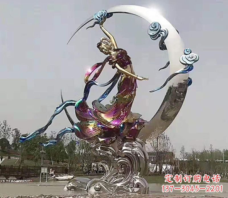 新乡不锈钢嫦娥奔月雕塑 (2)