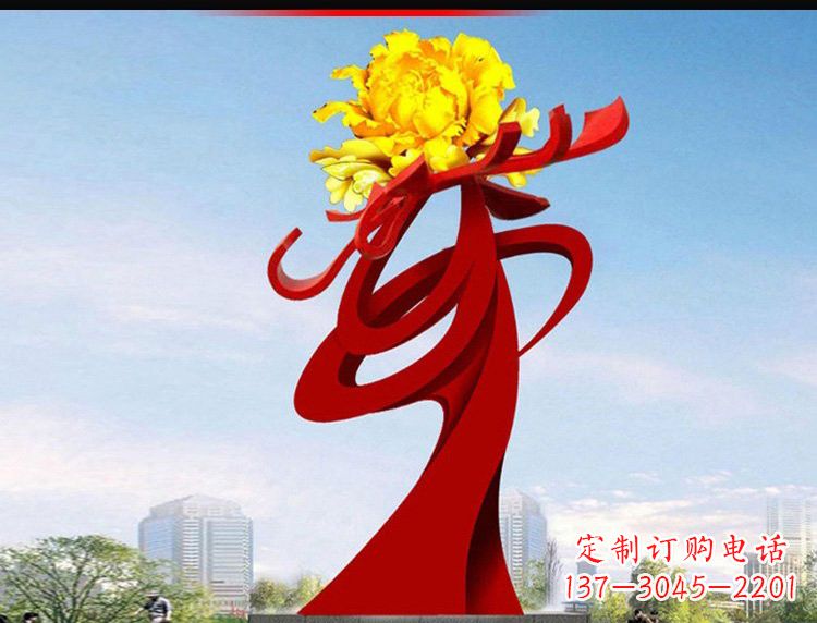 新乡不锈钢城市大型牡丹花雕塑