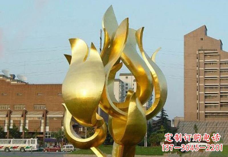 新乡不锈钢城市喷漆抽象荷花雕塑