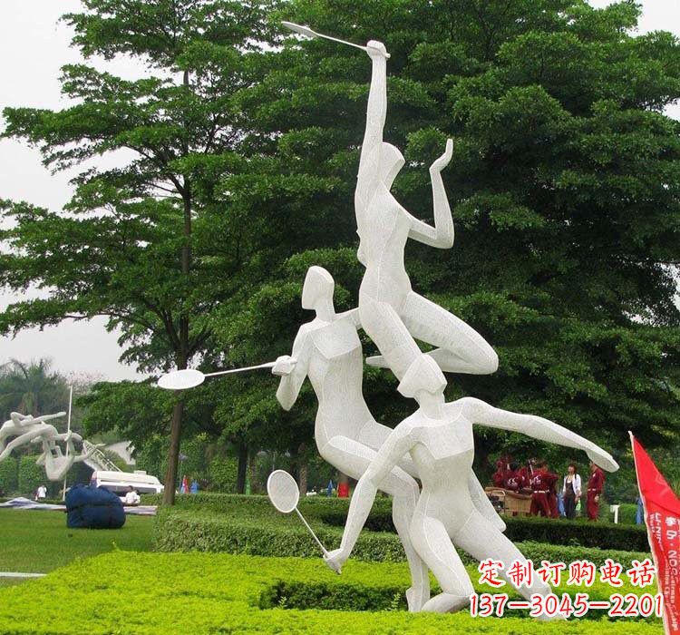 新乡不锈钢抽象打羽毛球人物运动雕塑