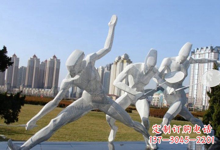 新乡不锈钢抽象打羽毛球人物雕塑