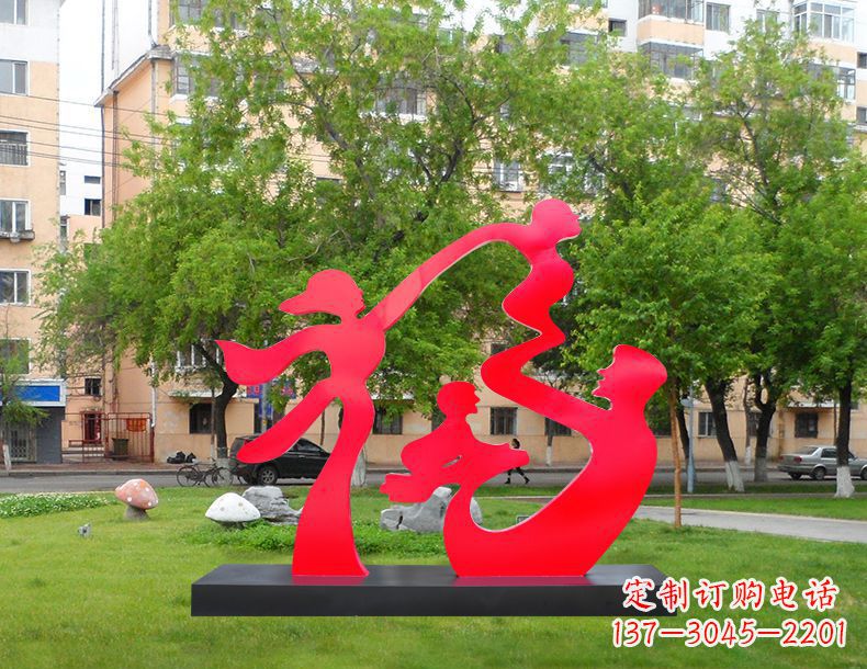 新乡不锈钢抽象福字人物雕塑