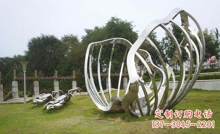 新乡不锈钢抽象螃蟹贝壳雕塑
