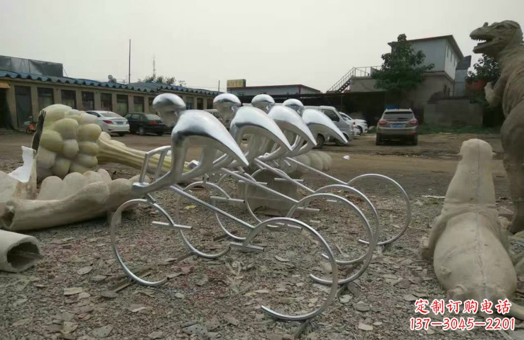新乡不锈钢抽象自行车人物雕塑