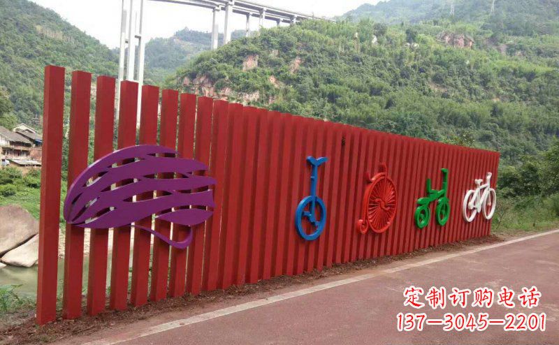 新乡不锈钢自行车雕塑点缀公园景观