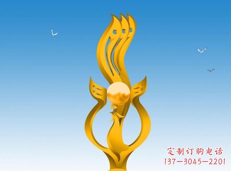 新乡不锈钢凤凰雕塑灿烂外形,精美艺术