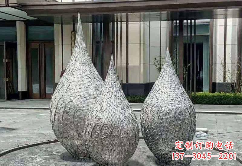 新乡不锈钢镂空水滴雕塑精致美观