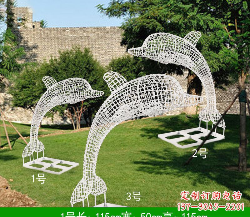 新乡不锈钢海豚组合雕塑精美的艺术品