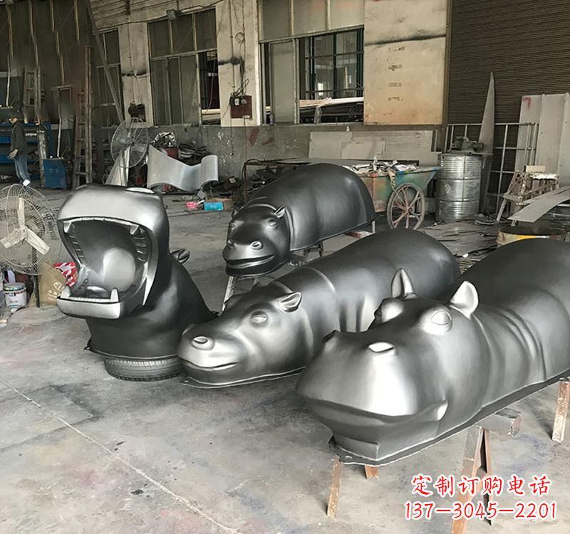 新乡静态之美22英寸不锈钢河马雕塑