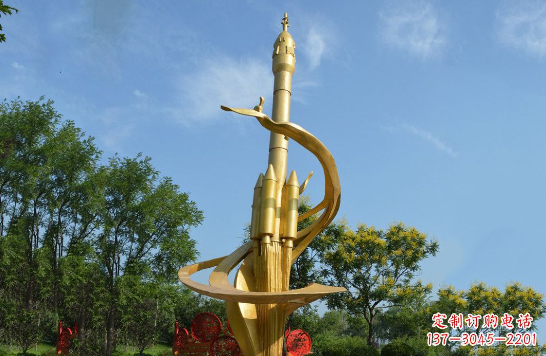 新乡火箭飞向蓝天不锈钢火箭广场景观雕塑