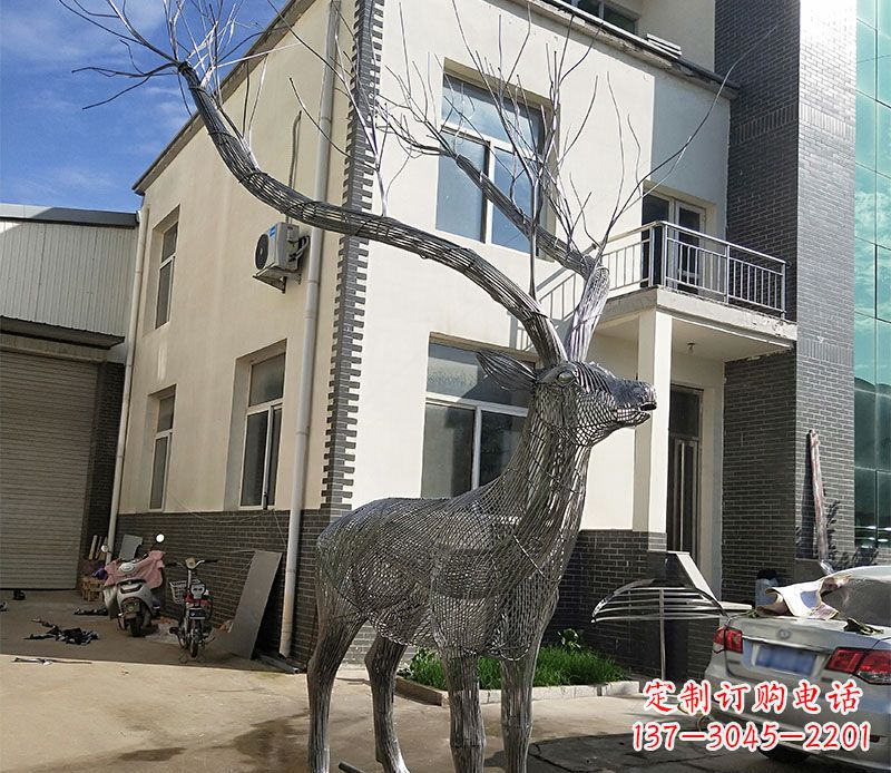 新乡不锈钢景观梅花鹿雕塑美丽的艺术精品