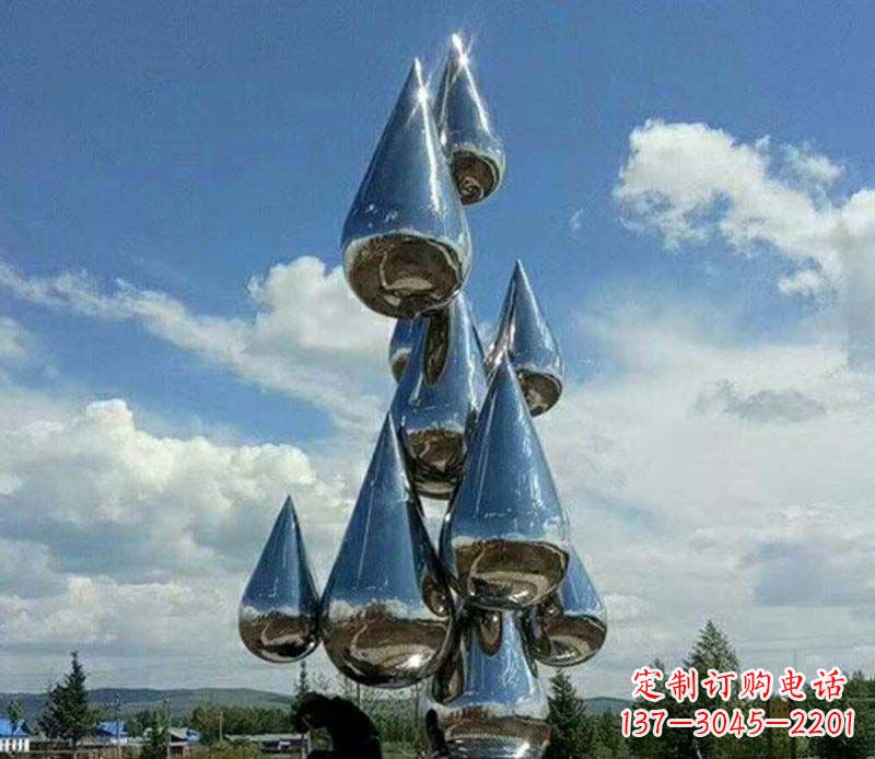 新乡不锈钢镜面大型水滴雕塑——艺术精美、精致优雅