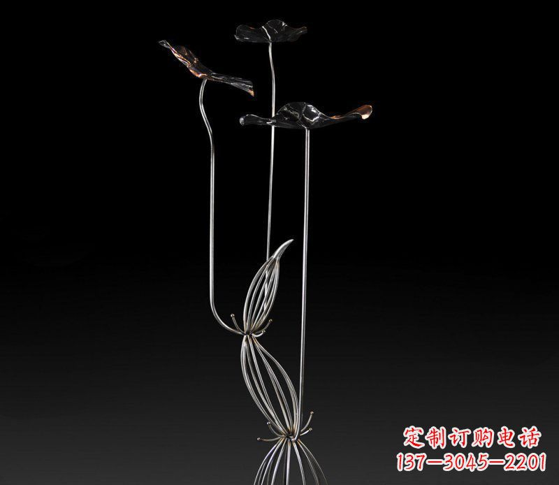 新乡不锈钢荷叶雕塑——给大厅景观带来清新气息