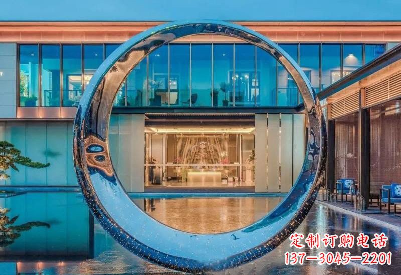 新乡不锈钢镂空灯光圆环雕塑