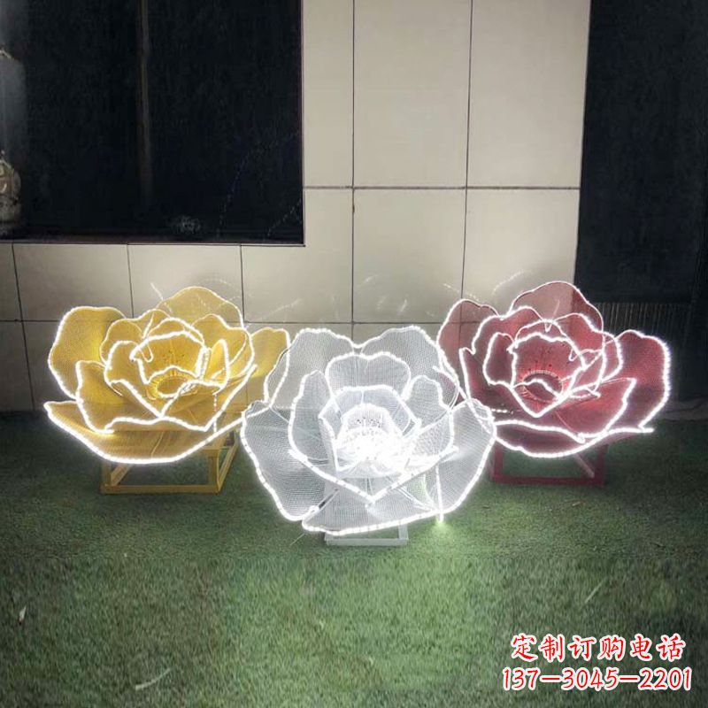 新乡不锈钢镂空玫瑰花灯光雕塑