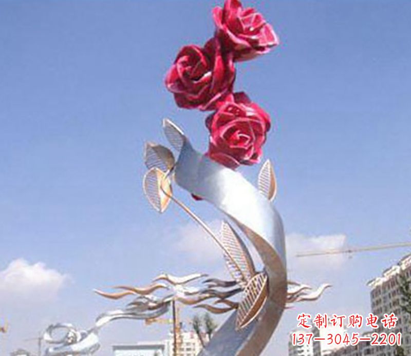 新乡不锈钢玫瑰雕塑精美的艺术品