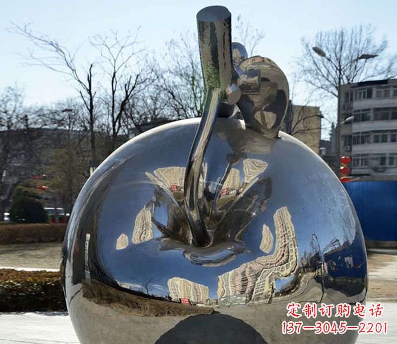 新乡不锈钢苹果镜面雕塑精美绝伦