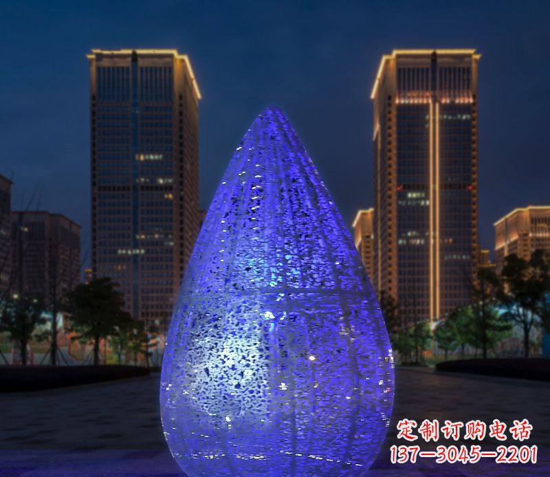 新乡不锈钢小区照明美轮美奂的水滴雕塑