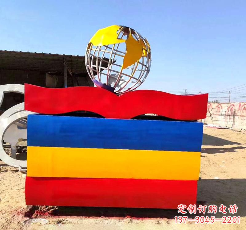新乡不锈钢校园地球仪雕塑缅怀地球之美