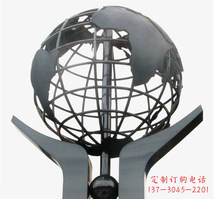 新乡象征地球一体的不锈钢校园手托地球雕塑