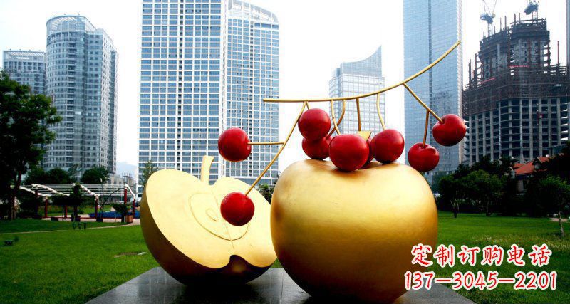新乡不锈钢苹果雕塑,添彩公园景观
