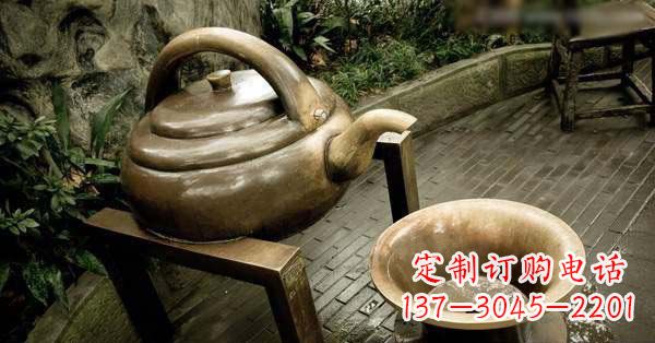 新乡茶壶茶碗玻璃钢仿铜景观雕塑