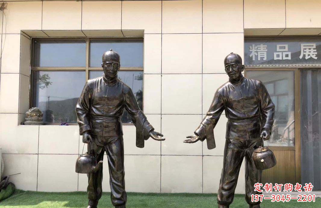 新乡茶馆民俗店小二铜雕