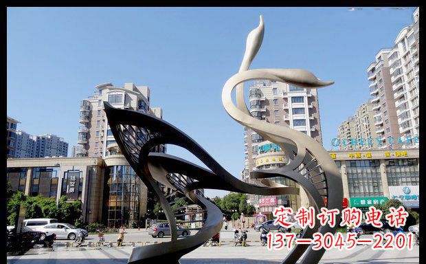 新乡城市凝聚的美丽不锈钢天鹅雕塑
