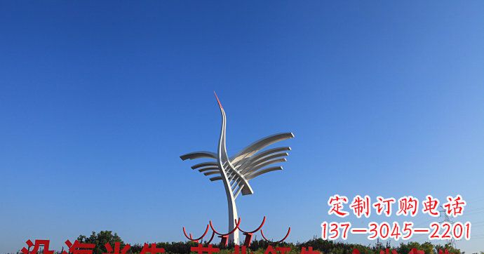 新乡城市抽象不锈钢仙鹤雕塑