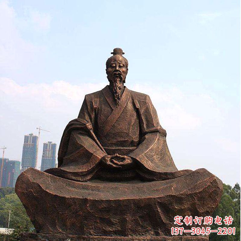 新乡纯铜葛洪盘坐雕塑-景区园林历史医学人物雕像