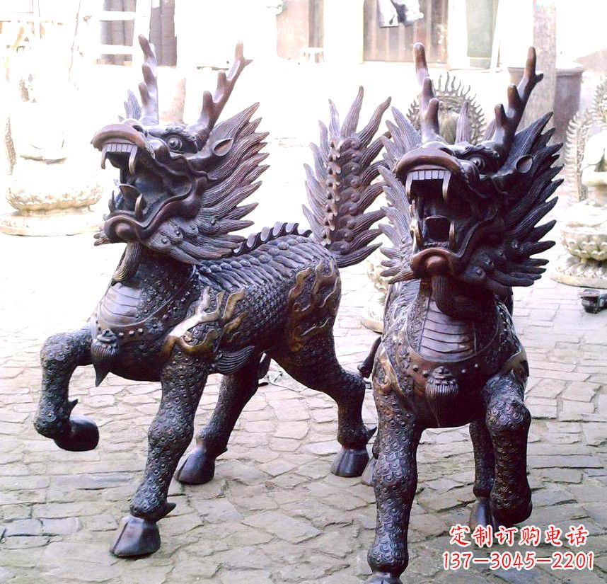新乡纯铜麒麟铜雕
