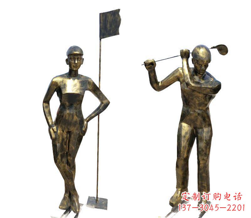 新乡打高尔夫人物广场景观铜雕摆件