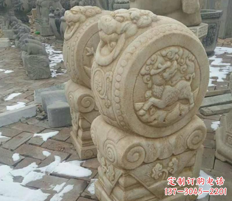 新乡大理石抱鼓公园门墩雕塑——精美雕刻展现灵动之美