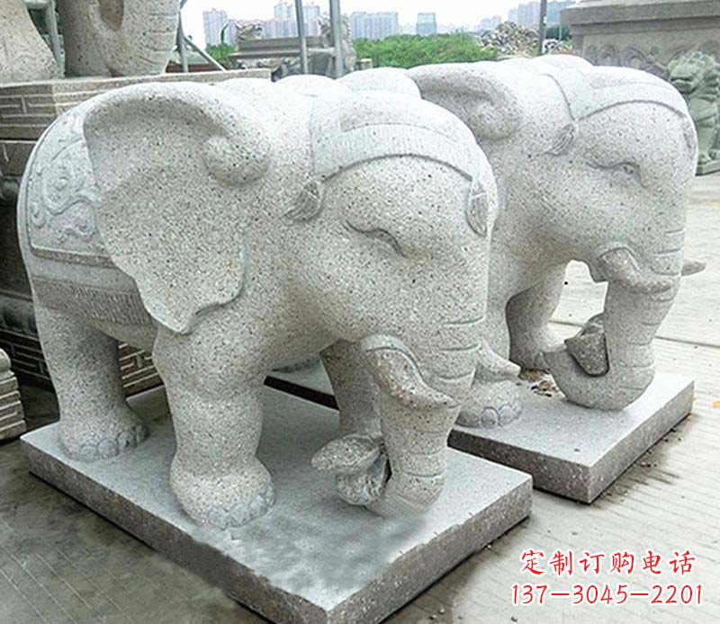 新乡大理石制作的精美招财大象雕塑