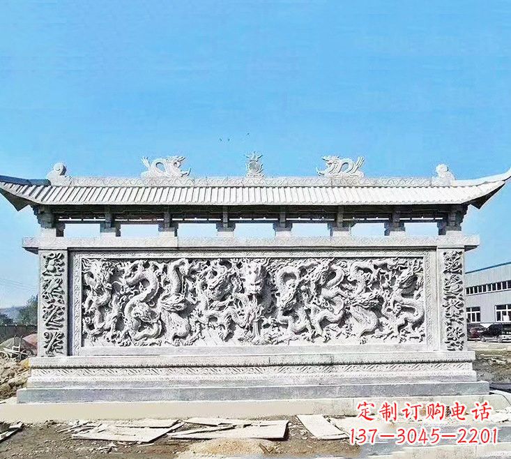 新乡精美大理石九龙壁雕塑