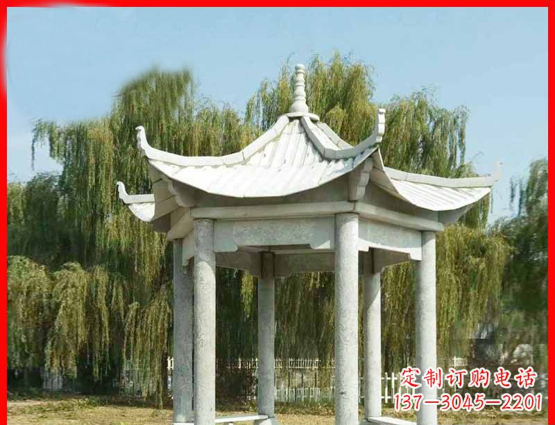 新乡大理石六角凉亭公园石雕 (3)