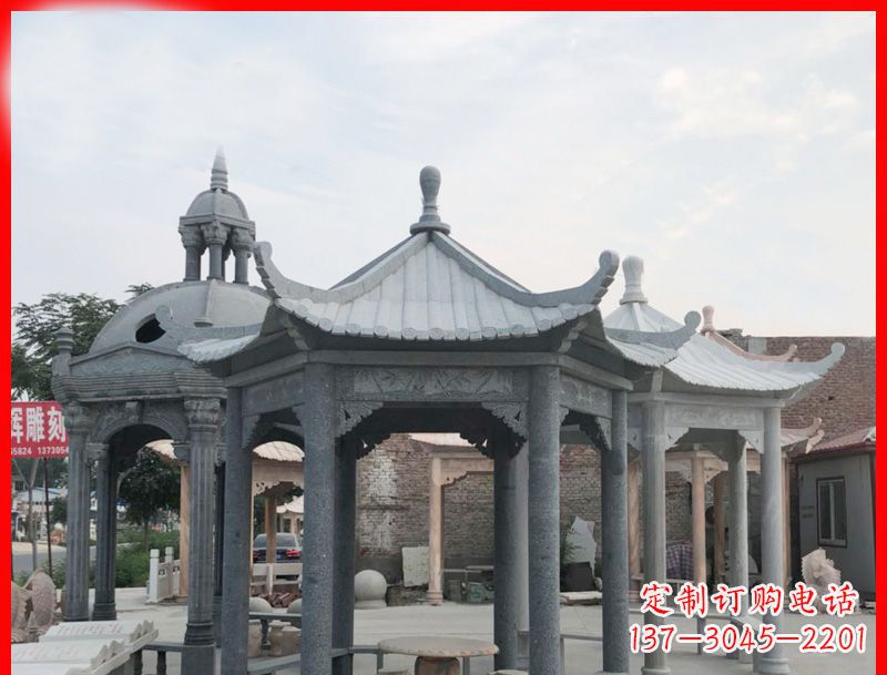 新乡大理石六角凉亭公园石雕 (5)