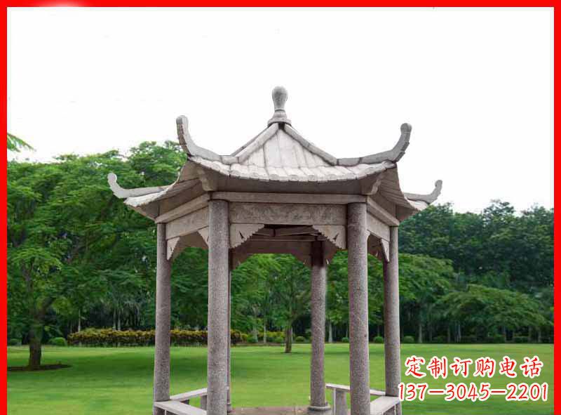 新乡大理石六角凉亭园林景观石雕